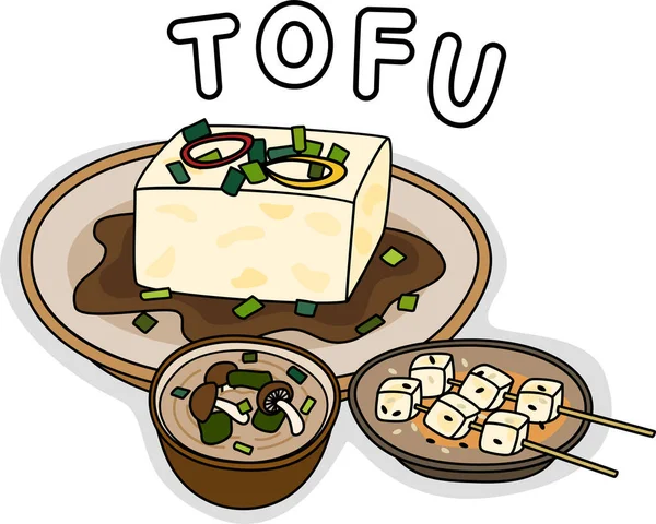 Vegan için TOFU tarifi karikatürü. Basit bir el çizimi çizimi vektörü ve minimal simgeler düz stil karakter çizimi.