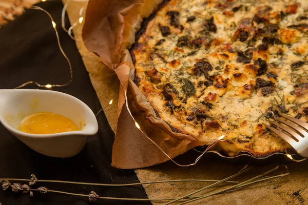 Baked Pie Chicken Mushrooms — Stock Photo, Image