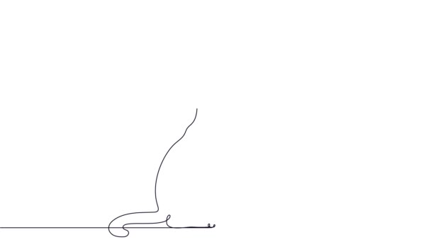 Cat Playing Butterfly Flight Continuous Line Drawing — Stock Video