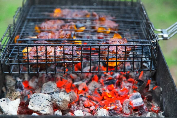 Grigliate Barbecue Incontrano Sulla Griglia All Aperto Carne Arrostita Griglia — Foto Stock