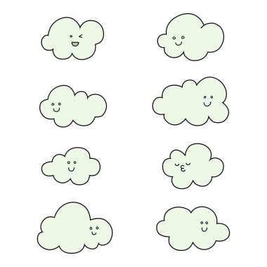 Doodle bulutlar sevimli çizgi çizim
