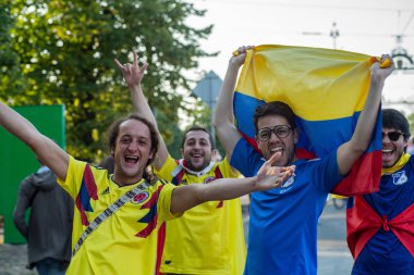 Kaliningrad, Rusya, 16 Haziran 2018. 2018 FIFA Dünya Kupası, Kolombiyalı hayranları