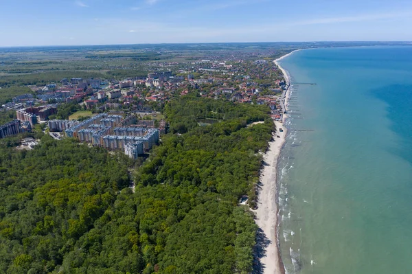 Vista Superior Costa Del Mar Báltico Puede Ver Ciudad Turística — Foto de Stock