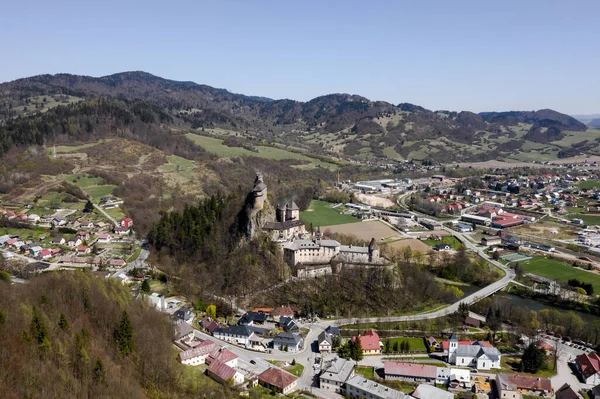 Beautiful View Top Town Mountain Valley You Can See Roads — Stock Photo, Image