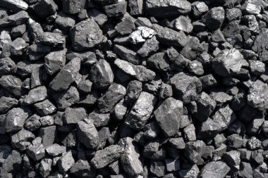 Doğal kömür yatakları. Doku ve Arkaplan. Büyük kömür kütleleri. Kaba kesir. Endüstri için yakıt manzarası. 