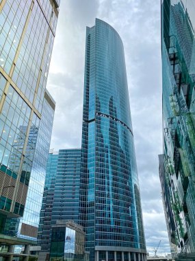 Moskova, Rusya, 09.11.2020. Moskova 'nın merkezindeki gökdelenlerin manzarası. Moskova Şehir Merkezi.