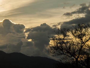 Bulutlar, yağmur, gökyüzü / tropikal ülkelerde yağışlı sezon gökyüzünde