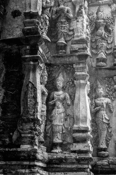 Black and white  Photography : Historical attractions and historic sites in Thailand / Wat ched yod Historic sites in Chiang Mai ,Thailand\'s major northern provinces