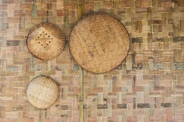 Vävd Bambu Sydostasiatiska Vävd Bambu Köksredskap Thailand Land — Stockfoto