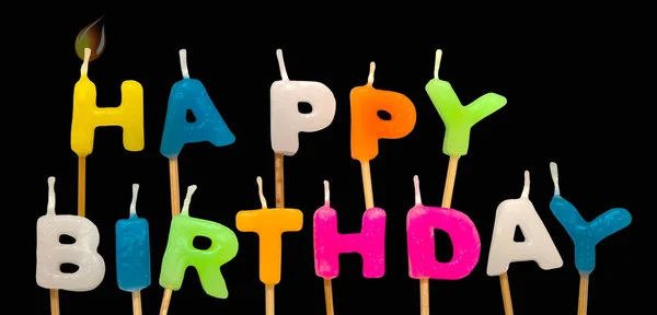 Happy birthday candles , Happy birthday colorful wording / Isolated