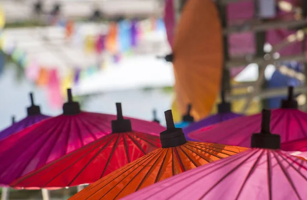 Regenschirme Papierschirme Bunt Bunte Regenschirme Hintergrund — Stockfoto