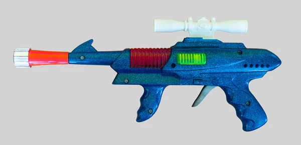 Ultra Space Raygun Toy Isolated White Blue Ultra Space Raygun — 스톡 사진