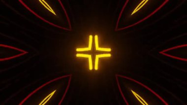 Siyah arkaplanda parlak çizgiler var. Neon soyut. lazer çizgileri.