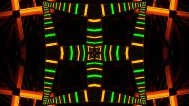 Neon tüneli ile soyut teknoloji arka planının 3 boyutlu illüstrasyonu