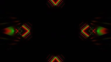 Yeşil neon ışıkları olan bir kaleydoskop arkaplanı