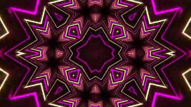 Fütürist bir kaleydoskop deseninin siyah ve mor renklerde 3 boyutlu görüntülenmesi