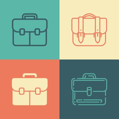 Retro renk evrak çantası çanta ikon vektör tasarım şablonunu ayarla
