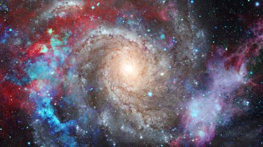 Renkli Bulutsusu ve evrendeki yıldızların açık yıldız kümesi. Nasa tarafından döşenmiş bu görüntü unsurları.