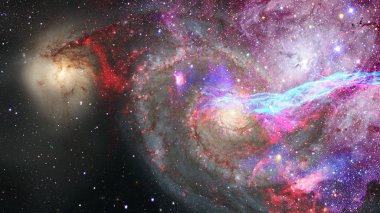 Karanlık uzayda nebula ve galaksiler. Bu görüntünün elementleri NASA tarafından desteklenmektedir.