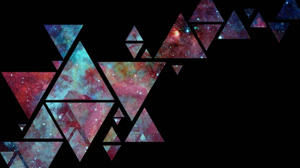 Abstract galaxy geometric background with triangles on black background. Elements of this image furnished by NASA.