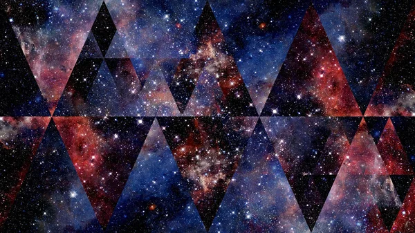 Universo Nebulosa Galaxia Collage Geometría Sagrada Espacio Exterior Abstracto Elementos — Foto de Stock