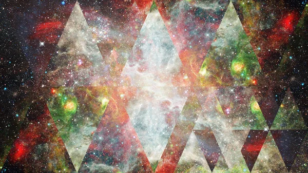 Universe Nebula Galaxy Sacred Geometry Collage Abstract Outer Space Elements — Stock Photo, Image