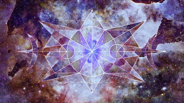 Fond Géométrique Abstrait Hipster Avec Triangles Cercles Nébuleuse Étoiles Galaxie — Photo