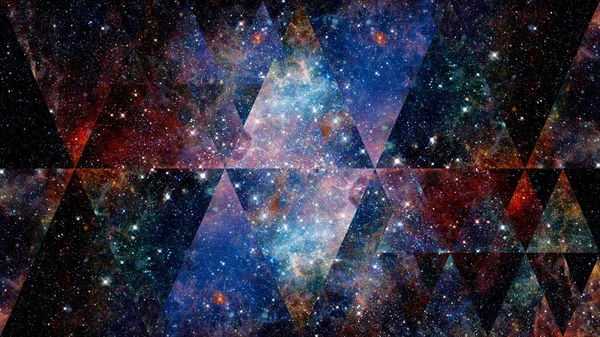 Universum Nebulosa Galaxy Och Sakral Geometri Collage Abstrakta Yttre Rymden — Stockfoto