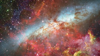 Karanlık uzayda nebula ve galaksiler. Bu görüntünün elementleri NASA tarafından desteklenmektedir.