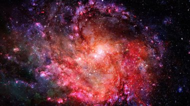 Karanlık uzayda nebula ve galaksiler. Bu görüntünün elementleri NASA tarafından desteklenmektedir.