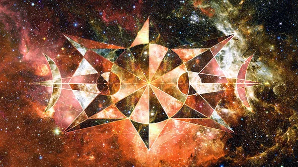 Hipster geometrik arka plan üçgen, daire, Bulutsusu, yıldız ve galaksi ile soyut. Nasa tarafından döşenmiş bu görüntü unsurları.