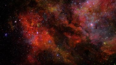Karanlık uzayda nebula ve galaksiler. Bu görüntünün elementleri NASA tarafından desteklenmektedir.