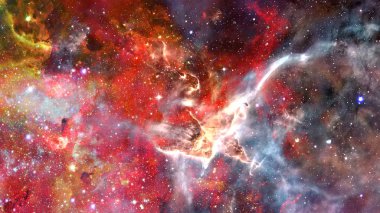 Karanlık uzayda nebula ve galaksiler. Bu görüntünün elementleri NASA tarafından desteklenmektedir.