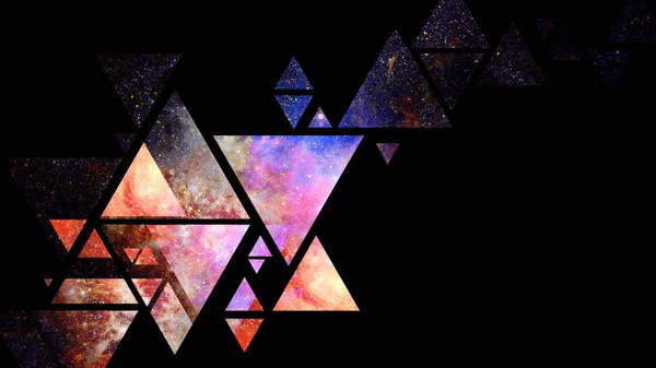 Абстрактный Геометрический Фон Галактики Треугольниками Чёрном Фоне Элементы Этого Изображения — стоковое фото