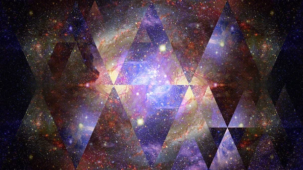Universum Nevel Galaxy Collage Van Heilige Geometrie Abstracte Ruimte Elementen — Stockfoto