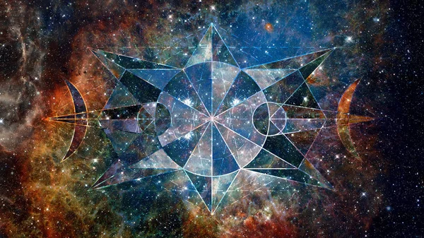 Hipster geometrik arka plan üçgen, daire, Bulutsusu, yıldız ve galaksi ile soyut. Nasa tarafından döşenmiş bu görüntü unsurları.