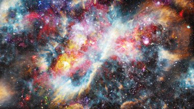 Patlama süpernova. Parlak yıldız bulutsu. Uzak galaksi. Yeni yıl havai fişekler. Soyut resim. Nasa tarafından döşenmiş bu görüntü unsurları.