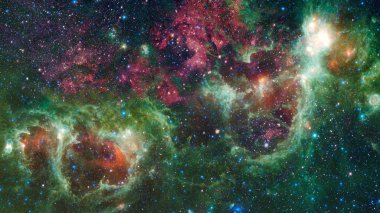Karanlık uzayda nebula ve galaksiler. Bu görüntünün elementleri NASA tarafından desteklenmektedir.