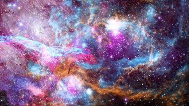 Karanlık uzayda nebula ve galaksiler. Bu görüntünün elementleri NASA tarafından desteklenmektedir.
