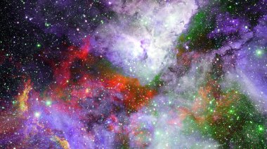 Karanlık uzayda nebula ve galaksiler. Bu görüntünün elementleri NASA tarafından desteklenmektedir.