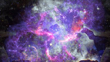 Nebula ve galaksi uzayda. Bu görüntünün elementleri NASA tarafından desteklenmektedir.