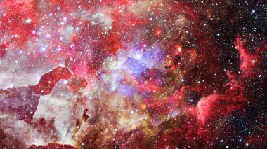 Karanlık uzayda nebula ve galaksiler. Bu görüntünün elementleri NASA tarafından desteklenmektedir.