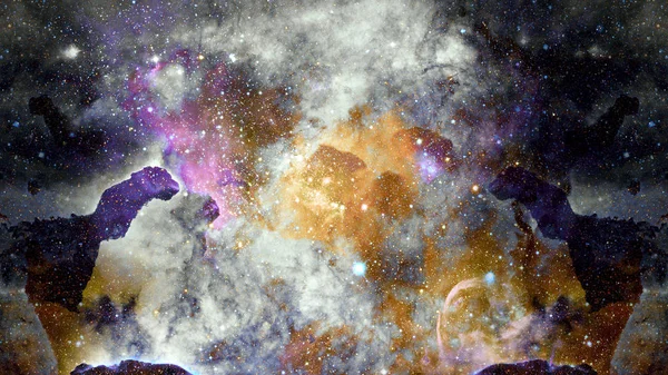 Bulutsusu ve galaksi uzayda. Yıldızlı gökyüzü. Nasa tarafından döşenmiş bu görüntü unsurları.