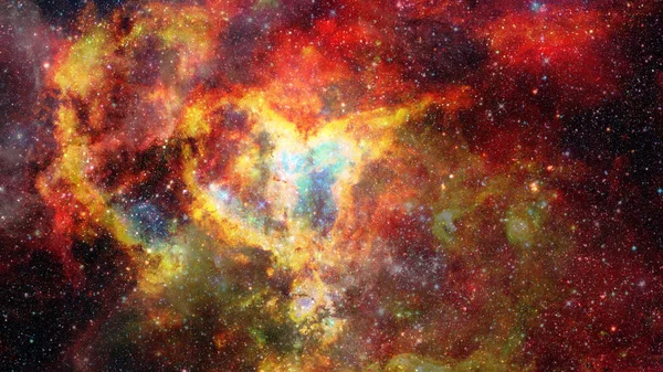 背景中有发光星云的超新星爆炸 Nasa 提供的这幅图像的元素 — 图库照片