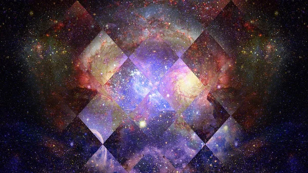 Universe, nebula, galaxy and the sacred geometry collage. Abstract outer space. Elements of this image furnished by NASA.
