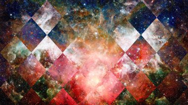 Evren, Bulutsusu, galaxy ve kutsal geometri kolaj. Soyut dış uzaya. Nasa tarafından döşenmiş bu görüntü unsurları.
