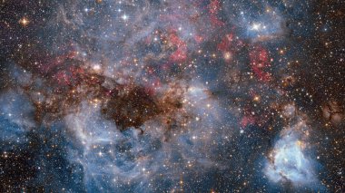 Karanlık uzayda nebula ve galaksiler. Bu görüntünün elementleri NASA tarafından desteklenmektedir.