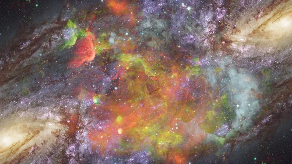 Nebula and galaxy in space. Science art. Elements of this image furnished by NASA.