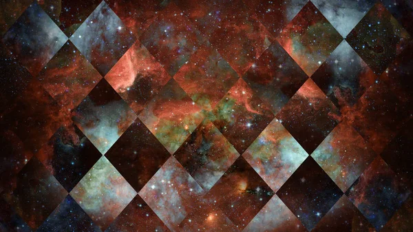 Universum Nebulosa Galaxy Och Sakral Geometri Collage Abstrakta Yttre Rymden — Stockfoto