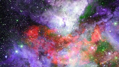 Karanlık uzayda nebula ve galaksiler. Bu görüntünün elementleri NASA tarafından desteklenmektedir.